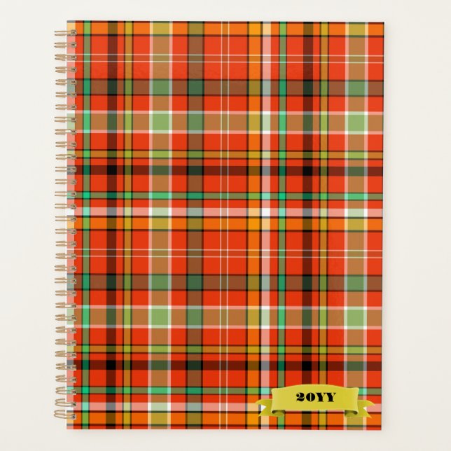 Planificateur de jour personnalisé Orange Plaid (Devant)