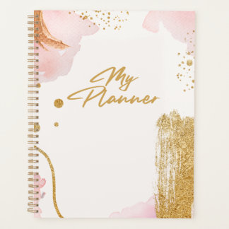 Planificateur de journaux blanc et rose or