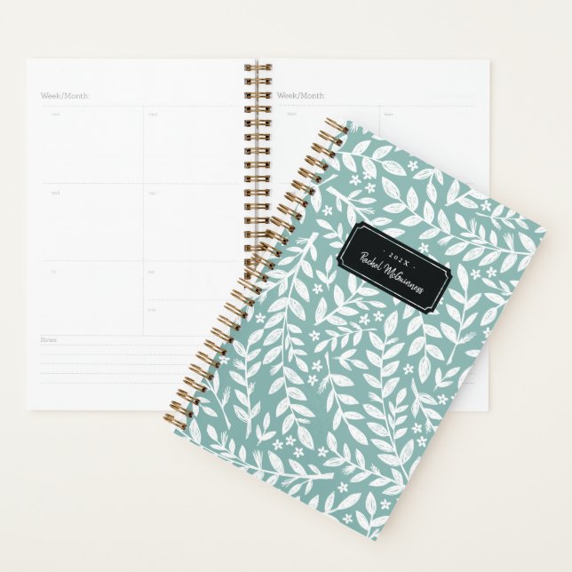 Planificateur de l'année et du nom Turquoise esqui (Devant avec enveloppe)