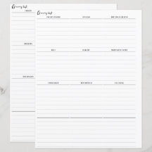 Planificateur de liste d'épicerie Insérer des page