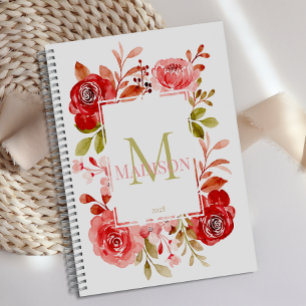 Planificateur de monogramme floral botanique Roses