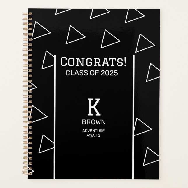 Planificateur de monogramme sur mesure noir et bla (Devant)