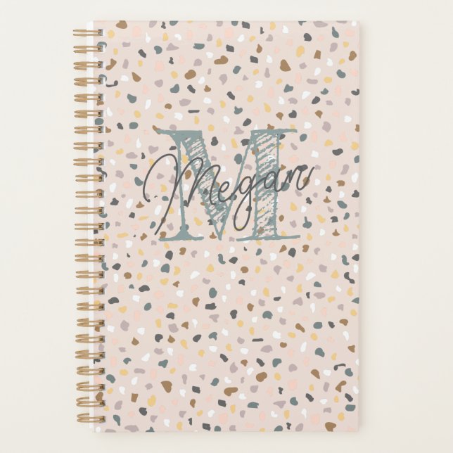 Planificateur de monogramme Terrazzo personnalisé (Devant)