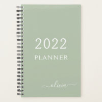 Planificateur de nom à monogramme script girly ver