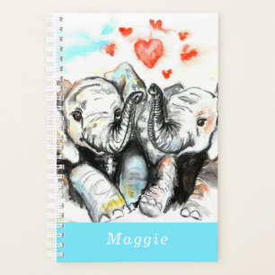 Planificateur de nom personnalisé avec éléphant en