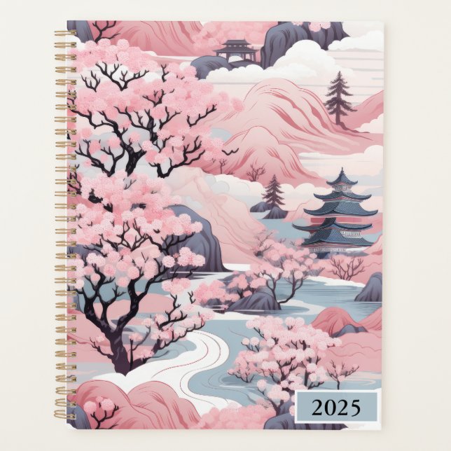 Planificateur de paysage japonais rose et gris 202 (Devant)
