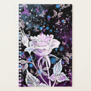 Planificateur de roses blanches et de papillons