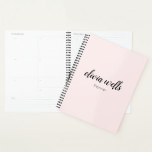 Planificateur de script manuscrit rose mou
