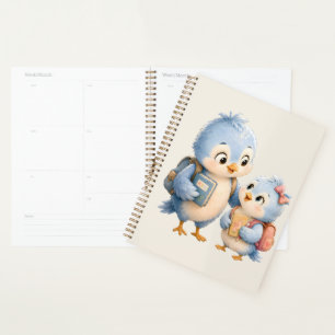Planificateur de vie quotidienne de joli oiseau bl