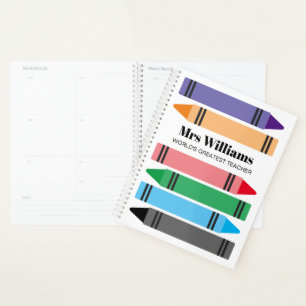 Planificateur d'école avec motif crayon coloré