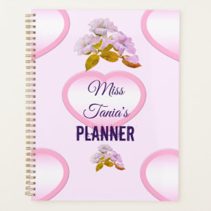 Planificateur d'enseignant de coeur rose personnal