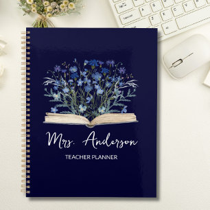 Planificateur d'enseignant Fleurs sauvages bleues 
