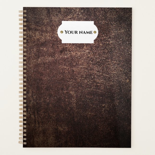 Planificateur en cuir marron vintage (Devant)