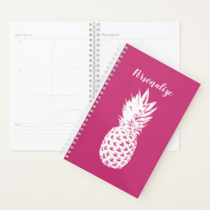 Planificateur en spirale rose personnalisé avec im