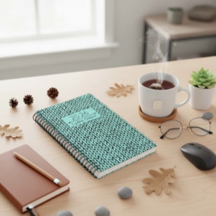 Planificateur en tricot turquoise nom personnalisé