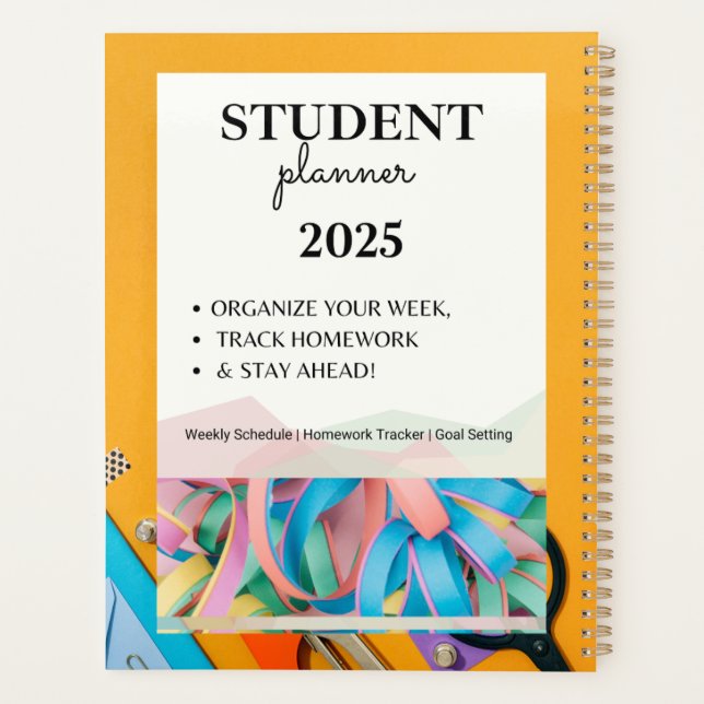 Planificateur étudiant 2025 | Horaire hebdomadaire (Dos)