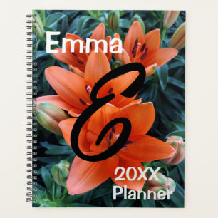 Planificateur, fleurs Lily orange