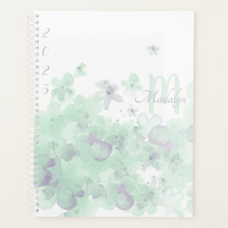 Planificateur floral aquarelle vert Monogram 2025