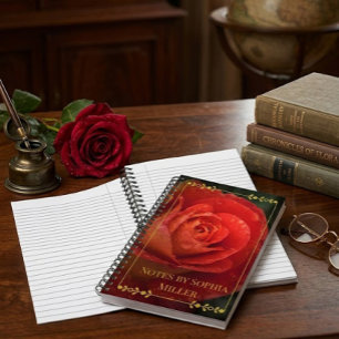 Planificateur floral botanique à rose rouge foncé