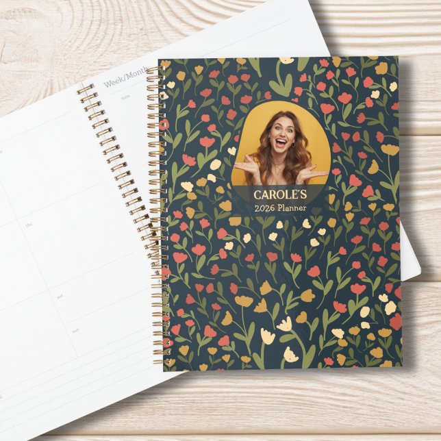 Planificateur floral personnalisé – Hebdomadaire e (Personalized Photo Monthly Weekly Planner)