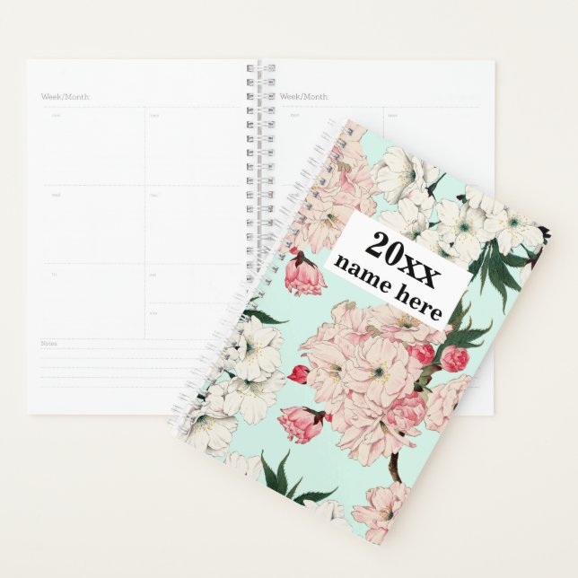 Planificateur Floral Rétro Personnalisé (Devant avec enveloppe)