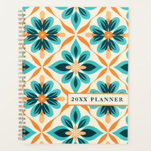 Planificateur floral turquoise et Tangerine du mil