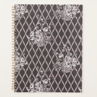 Planificateur floral vintage personnalisé en gris