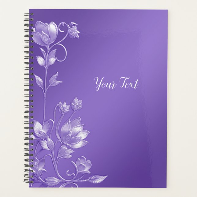 Planificateur floral violet élégant (Devant)