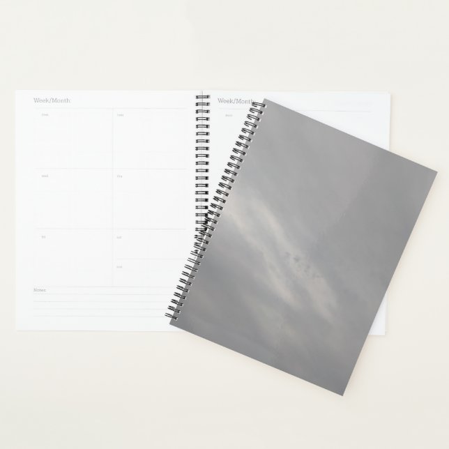 Planificateur gris, Amour pour ciel gris, bureau e (Devant avec enveloppe)