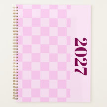 Planificateur hebdomadaire 2027 à gingham rose mig