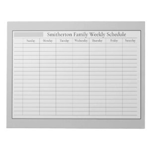 Planificateur Hebdomadaire Gris Noir Bloc-Notes