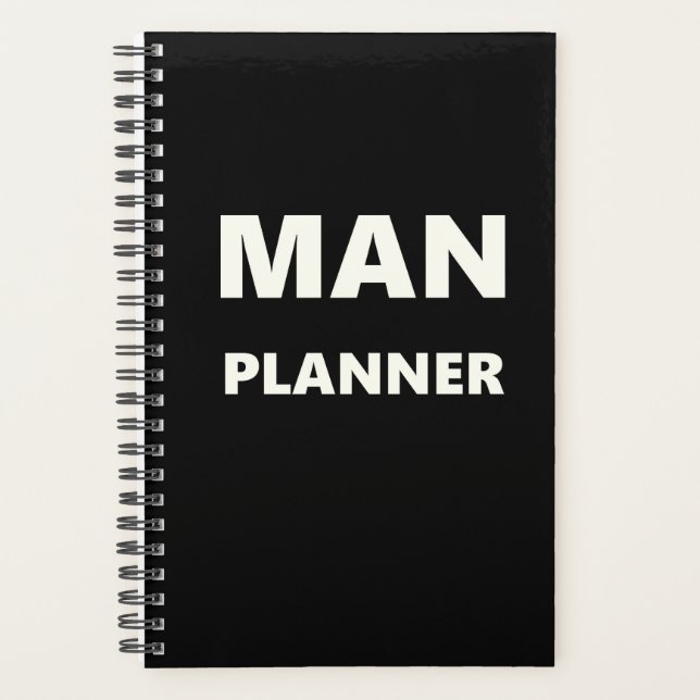 Planificateur Homme Planner Blanc Police Noir (Devant)