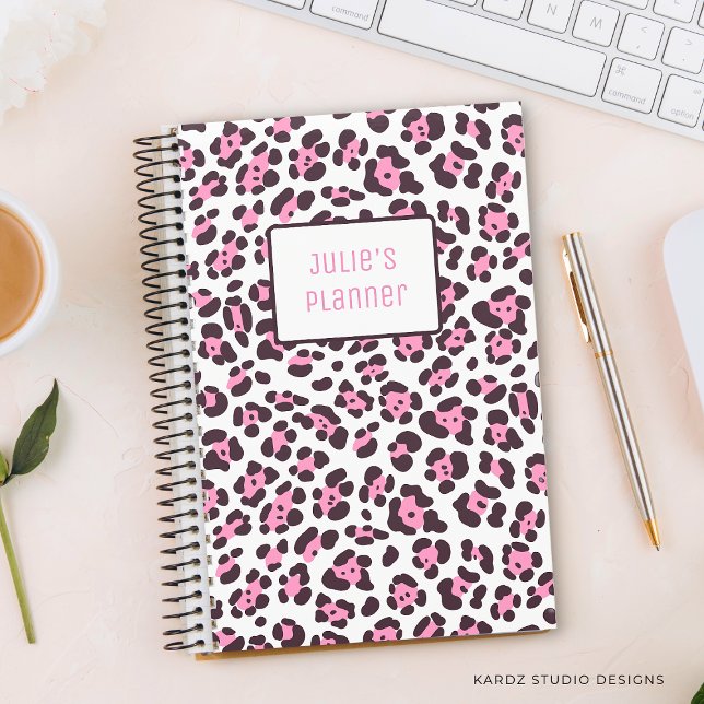 Planificateur Leopard pour fille personnalisée (Personalize this custom planner with your name.)