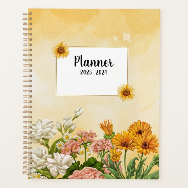 Planificateur mensuel 2023-2024 avec fleur (Devant)