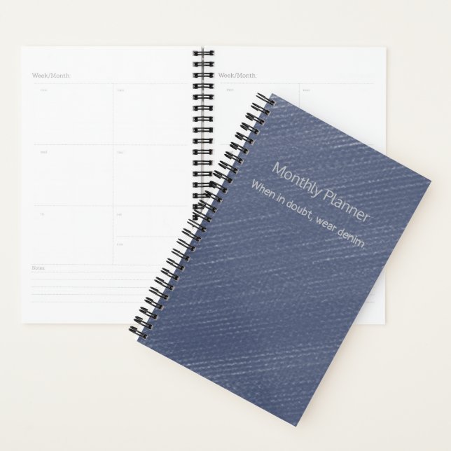 Planificateur mensuel Blue Denim (Devant avec enveloppe)