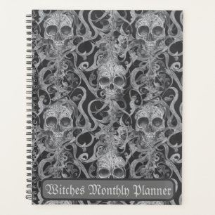 Planificateur mensuel de sorcières à motif de crân