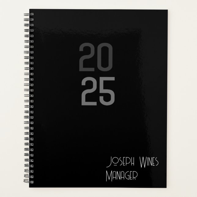 Planificateur minimal moderne Black 2025 (Devant)