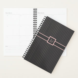 Planificateur noir avec rayures roses