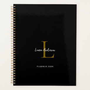 Planificateur noir et blanc monogramme