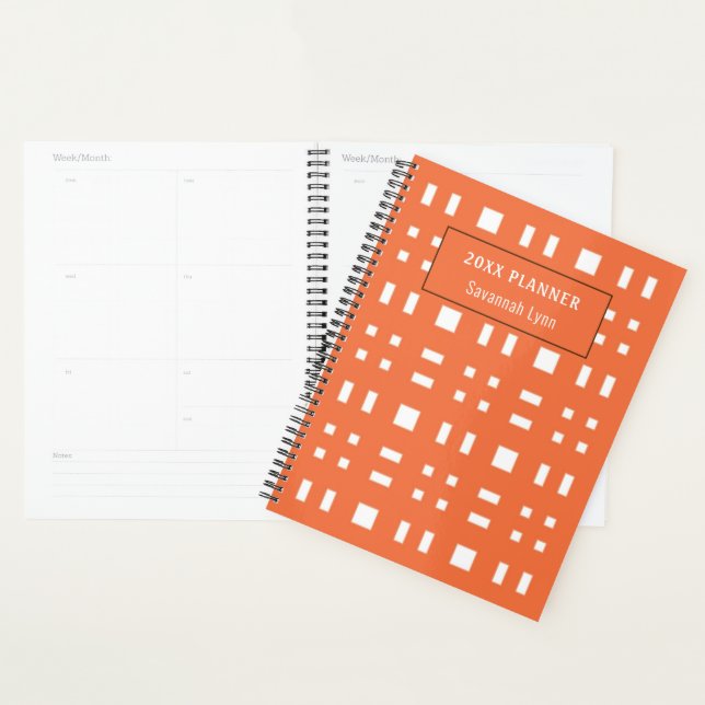 Planificateur orange et blanc rétro (Devant avec enveloppe)