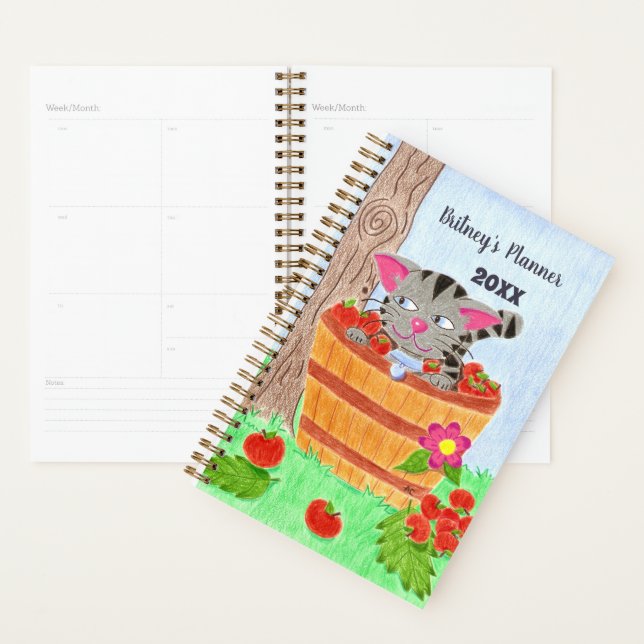 Planificateur personnalisé Cute Tabby cat (Devant avec enveloppe)