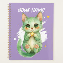 Planificateur personnalisé de chat mignon vert Kit