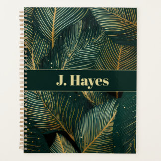 Planificateur personnalisé feuille tropicale or ém