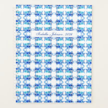 Planificateur personnalisé floral aquarelle bleue