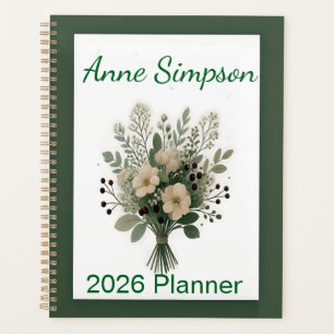 Planificateur Personnalisé Floral Vert et Blanc