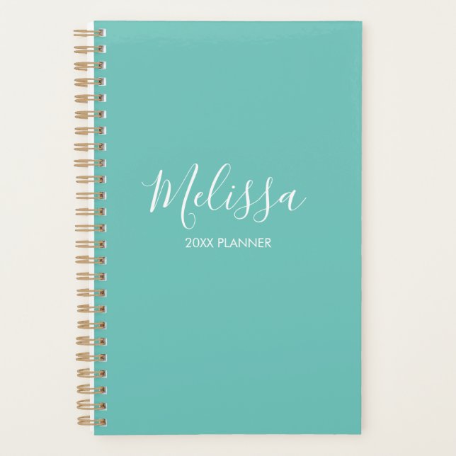Planificateur personnalisé Turquoise moderne (Devant)