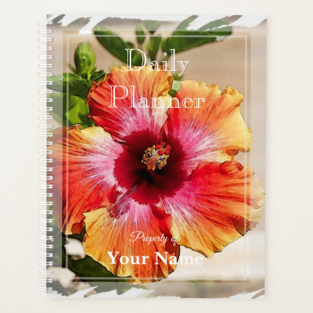 Planificateur quotidien avec motif d'hibiscus - HA (Devant)