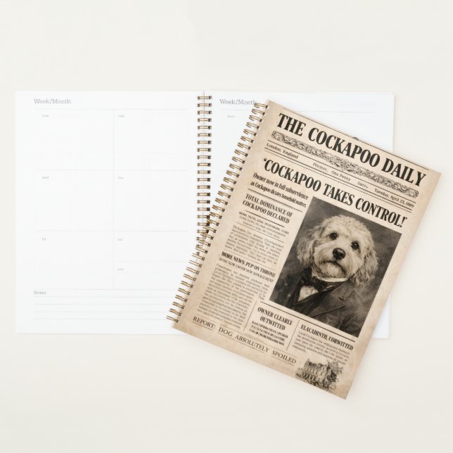 Planificateur quotidien Cockapoo (Devant avec enveloppe)