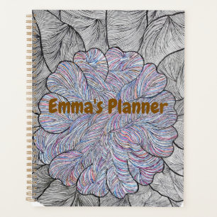 Planificateur quotidien floral abstrait dessiné à