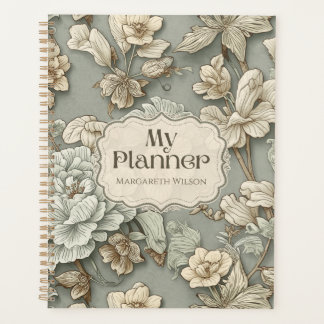 Planificateur quotidien floral vert Agenda Cahier 
